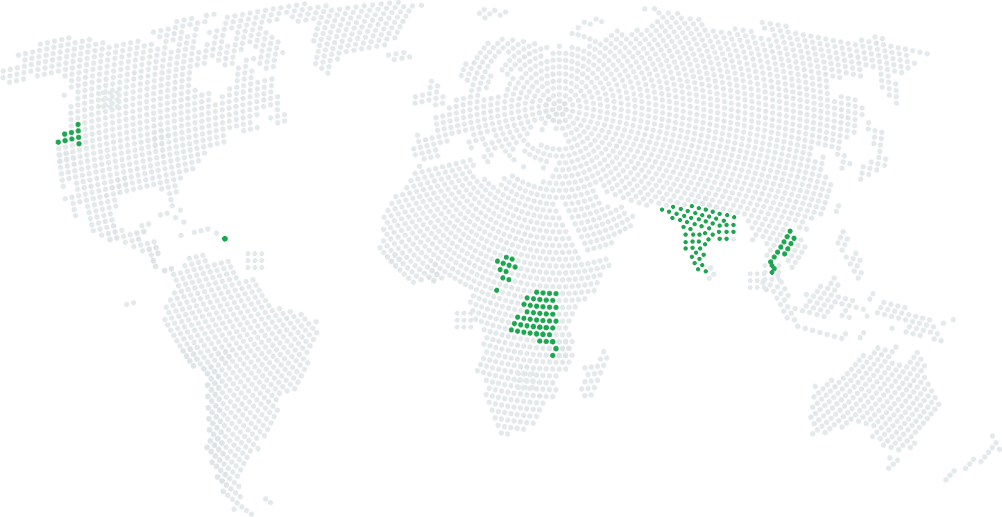 Dotted world map illustrating the global scope of energy access