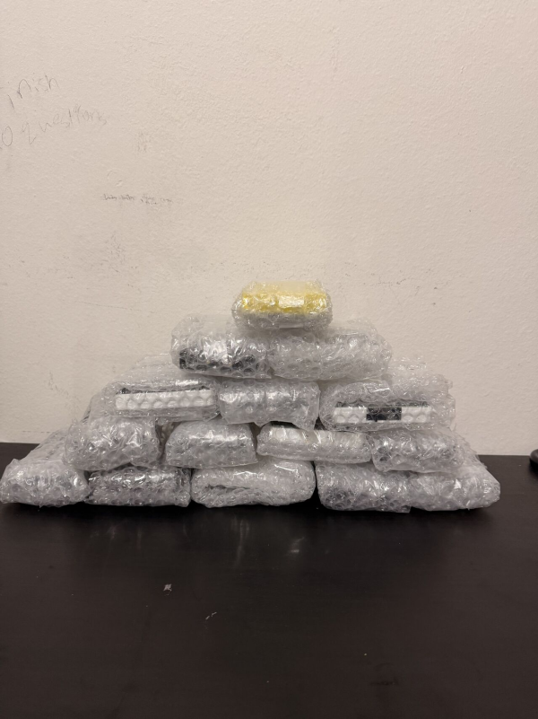 Packaged solar-powered flashlights ready for distribution