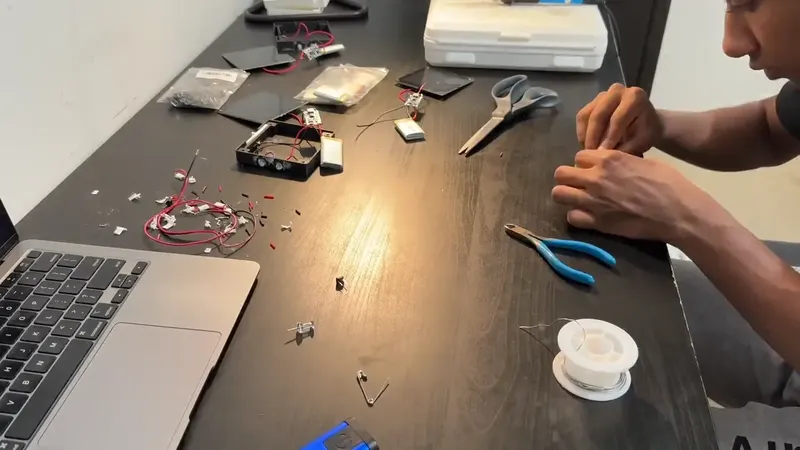 Assembling a light at the workbench